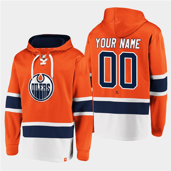 Men's Edmonton Oilers Active Player Custom Orange All Stitched Sweatshirt Hoodie